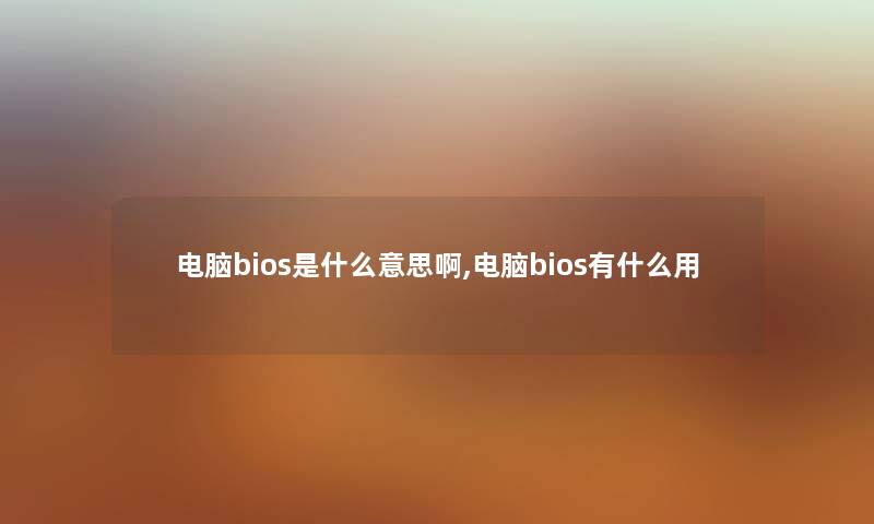 电脑bios是什么意思啊,电脑bios有什么用