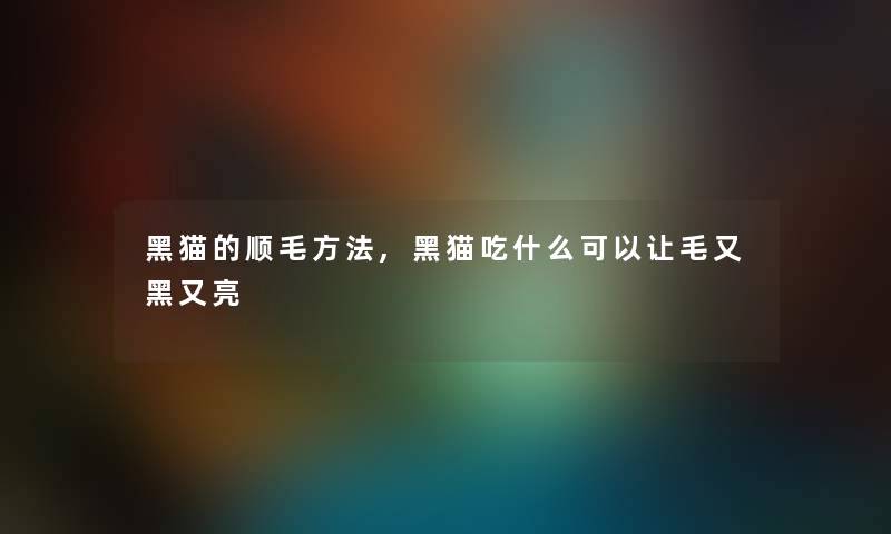 黑猫的顺毛方法,黑猫吃什么可以让毛又黑又亮