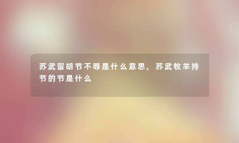 苏武留胡节不辱是什么意思,苏武牧羊持节的节是什么