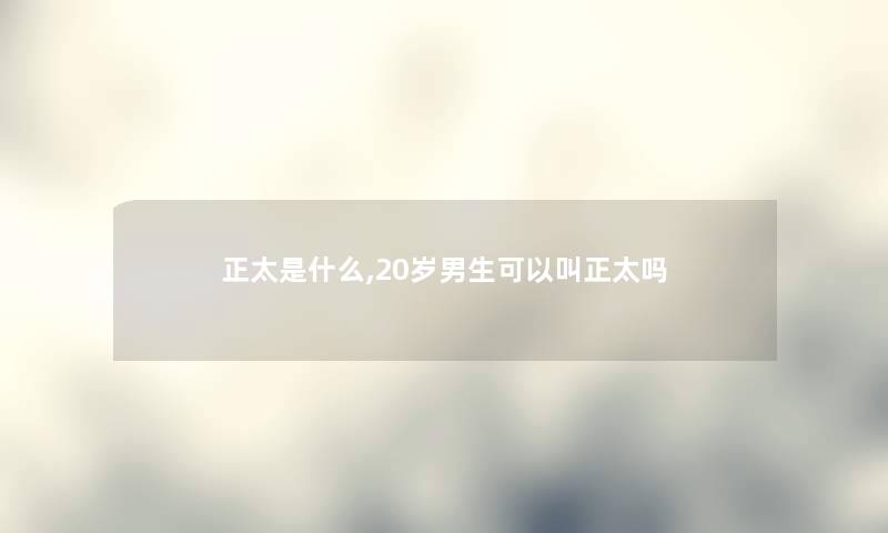 正太是什么,20岁男生可以叫正太吗