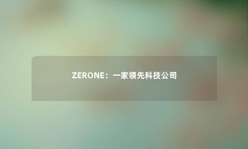 ZERONE：一家领先科技公司