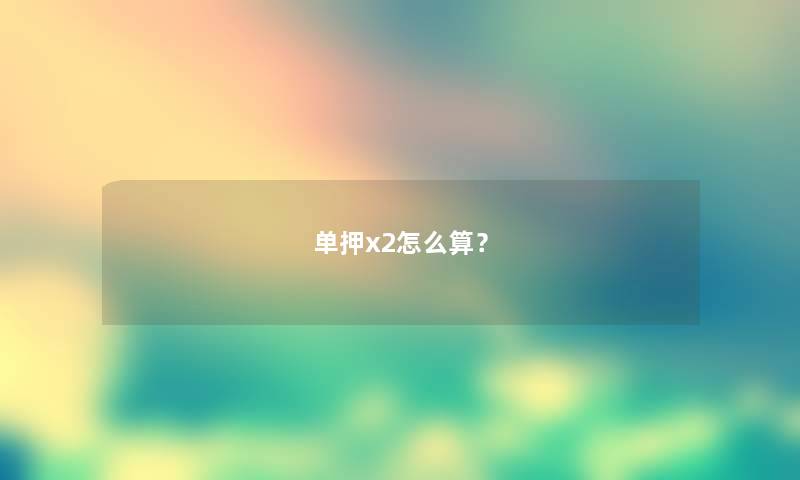 单押x2怎么算？