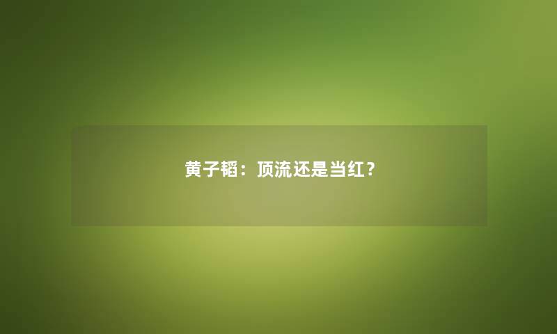 黄子韬：顶流还是当红？