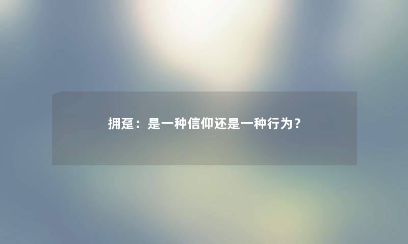 拥趸：是一种信仰还是一种行为？