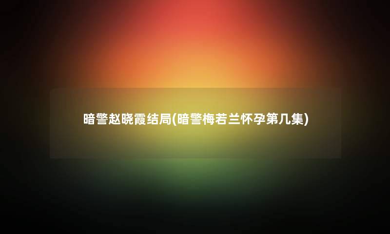 暗警赵晓霞结局(暗警梅若兰怀孕第几集)