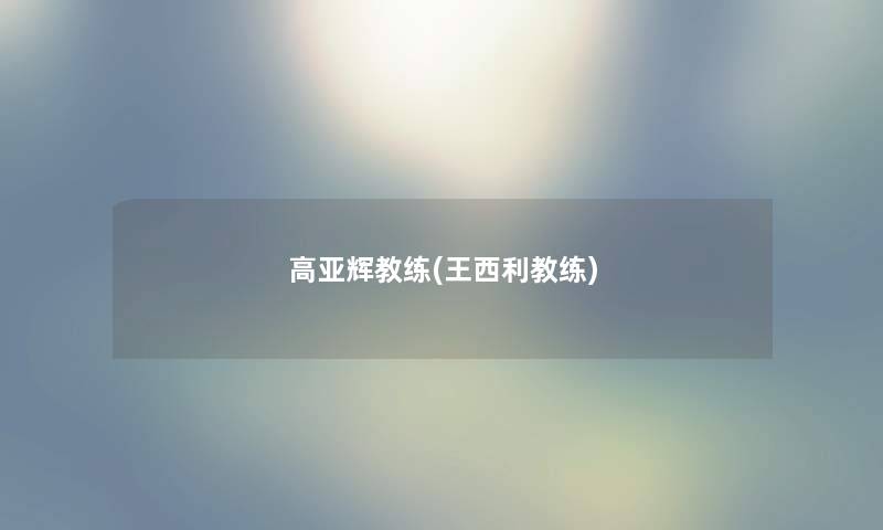 高亚辉教练(王西利教练)