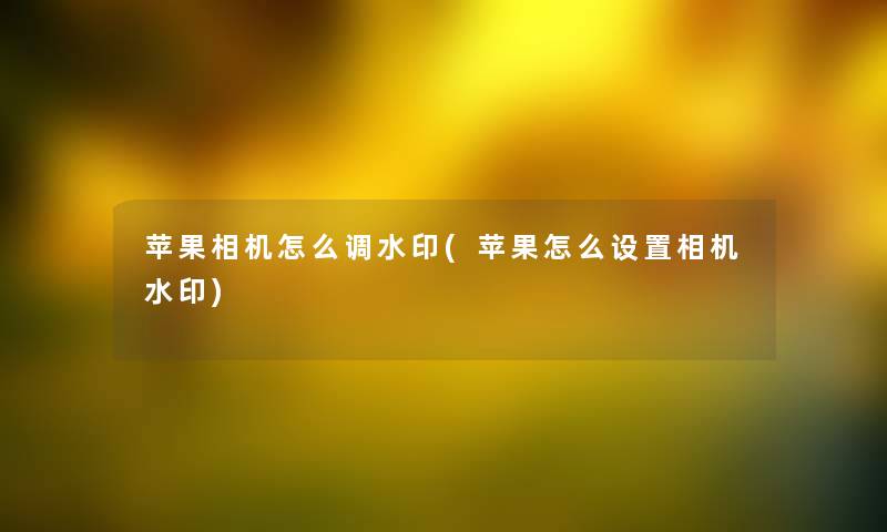 苹果相机怎么调水印(苹果怎么设置相机水印)