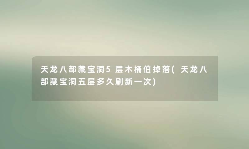 天龙八部藏宝洞5层木桶伯掉落(天龙八部藏宝洞五层多久刷新一次)