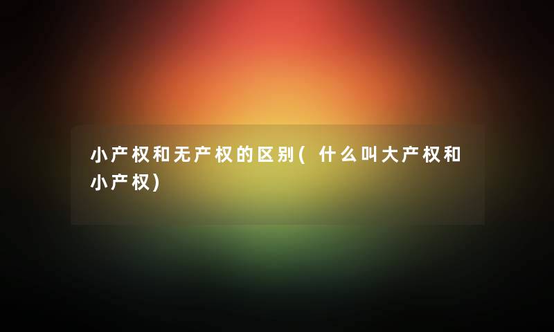 小产权和无产权的区别(什么叫大产权和小产权)