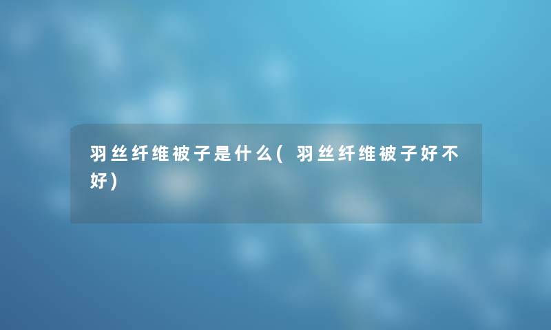 羽丝纤维被子是什么(羽丝纤维被子好不好)