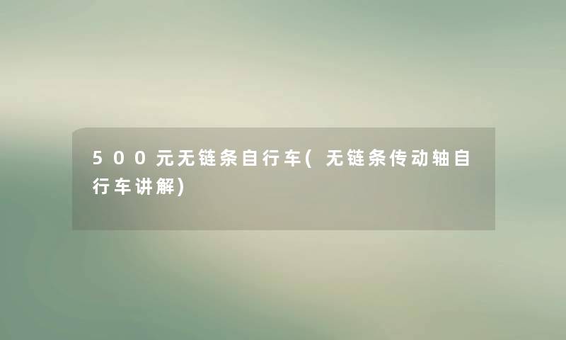 500元无链条自行车(无链条传动轴自行车讲解)