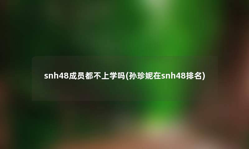 snh48成员都不上学吗(孙珍妮在snh48推荐)