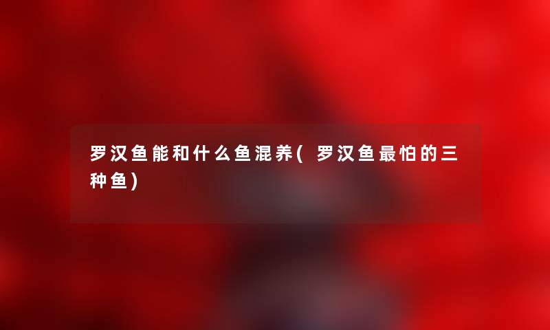 罗汉鱼能和什么鱼混养(罗汉鱼怕的三种鱼)