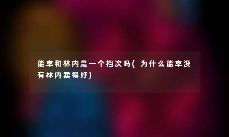 能率和林内是一个档次吗(为什么能率没有林内卖得好)