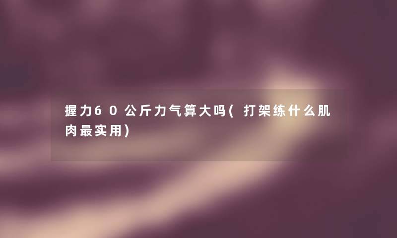 握力60公斤力气算大吗(打架练什么肌肉实用)