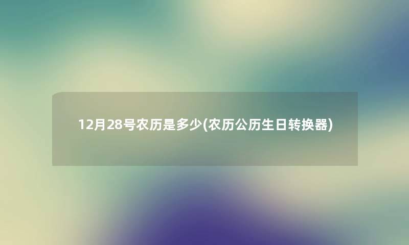 12月28号农历是多少(农历公历生日转换器)