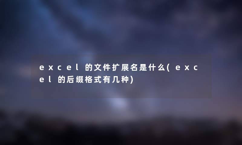 excel的文件扩展名是什么(excel的后缀格式有几种)