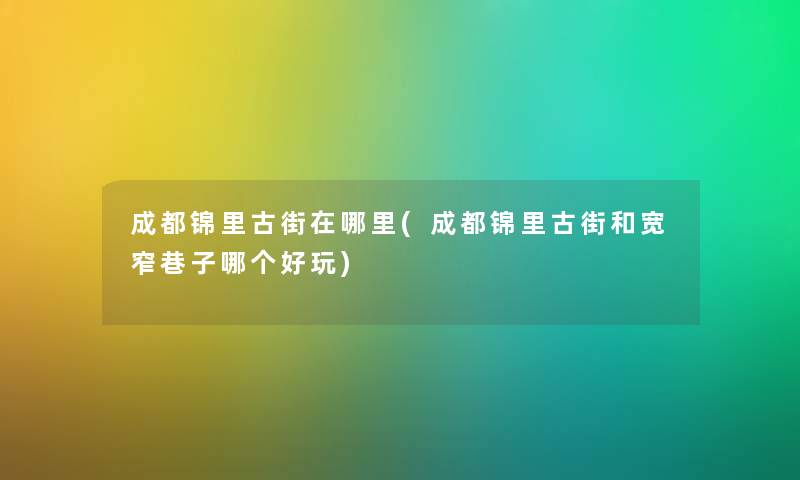 成都锦里古街在哪里(成都锦里古街和宽窄巷子哪个好玩)