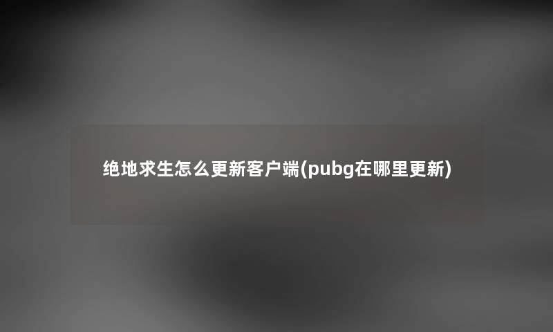 绝地求生怎么更新客户端(pubg在哪里更新)