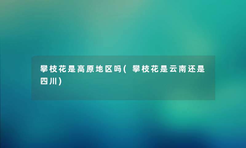 攀枝花是高原地区吗(攀枝花是云南还是四川)