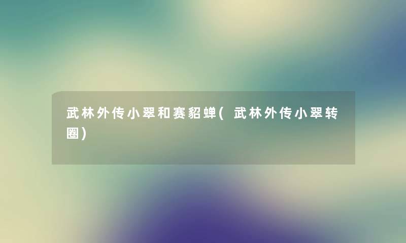 武林外传小翠和赛貂蝉(武林外传小翠转圈)