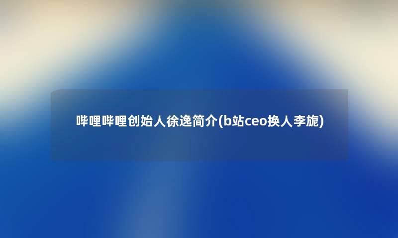 哔哩哔哩创始人徐逸简介(b站ceo换人李旎)