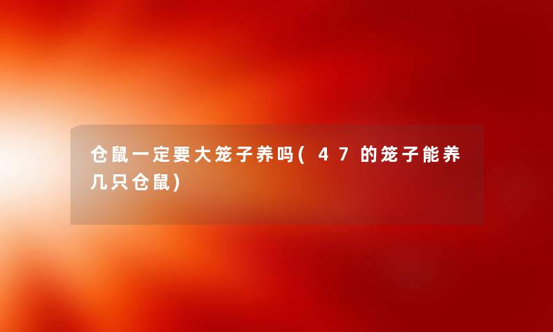 仓鼠一定要大笼子养吗(47的笼子能养几只仓鼠)