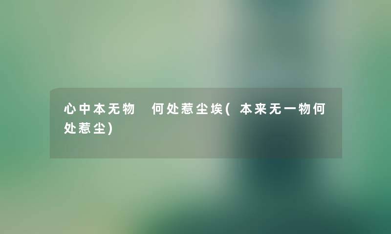 心中本无物 何处惹尘埃(本来无一物何处惹尘)