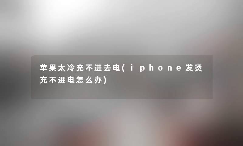 苹果太冷充不进去电(iphone发烫充不进电怎么办)