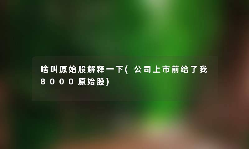 啥叫原始股解释一下(公司上市前给了我8000原始股)