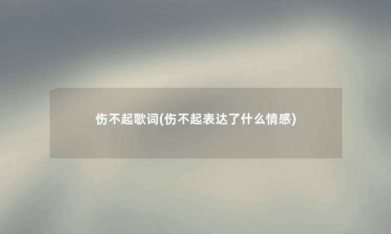 伤不起歌词(伤不起表达了什么情感)