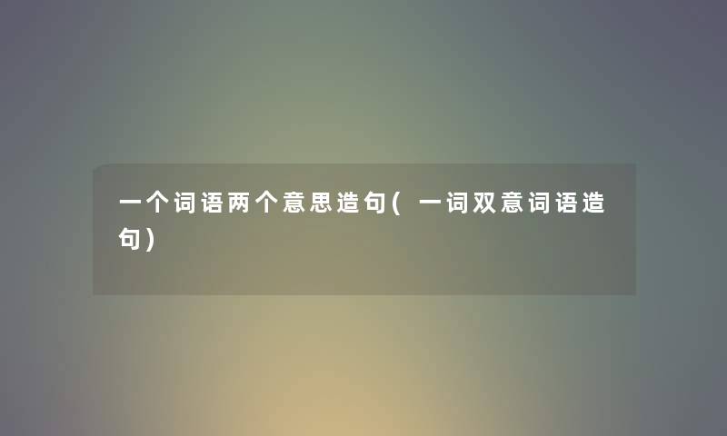 一个词语两个意思造句(一词双意词语造句)