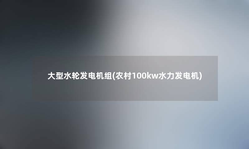 大型水轮发电机组(农村100kw水力发电机)