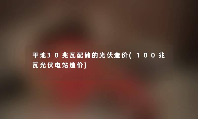 平地30兆瓦配储的光伏造价(100兆瓦光伏电站造价)