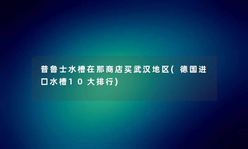 普鲁士水槽在那商店买武汉地区(德国进口水槽10大整理)