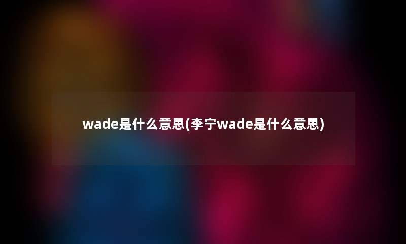 wade是什么意思(李宁wade是什么意思)