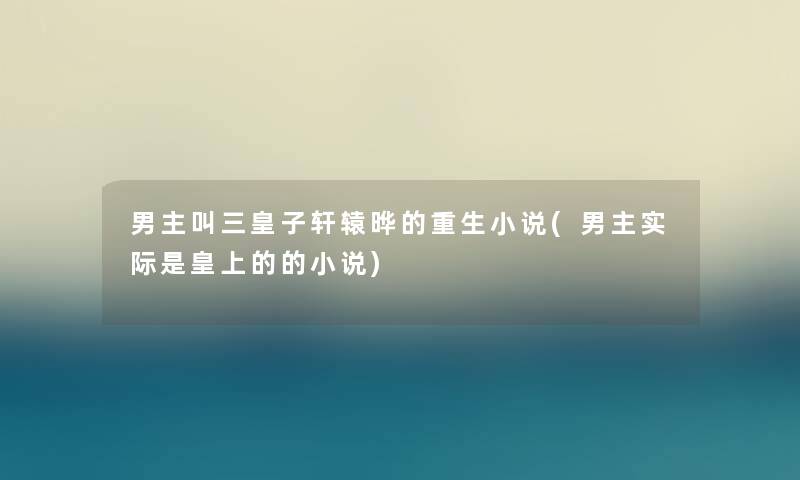 男主叫三皇子轩辕晔的重生小说(男主实际是皇上的的小说)