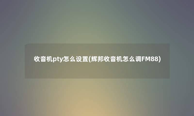 收音机pty怎么设置(辉邦收音机怎么调FM88)