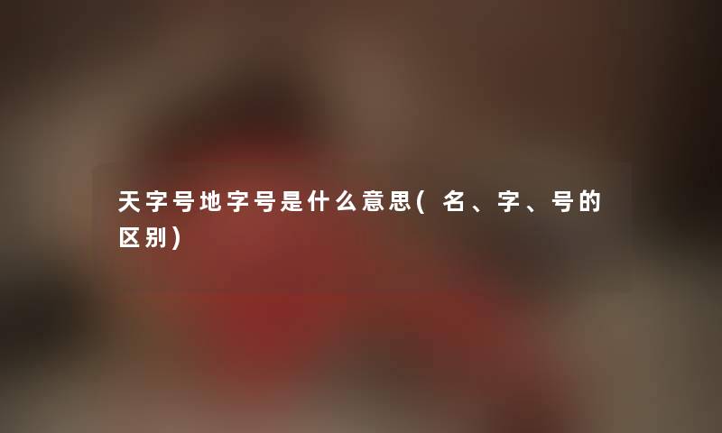 天字号地字号是什么意思(名、字、号的区别)