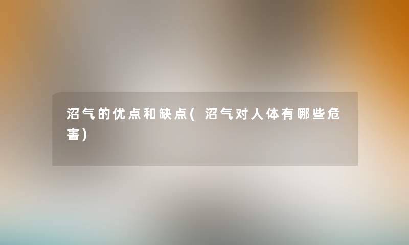 沼气的优点和缺点(沼气对人体有哪些危害)