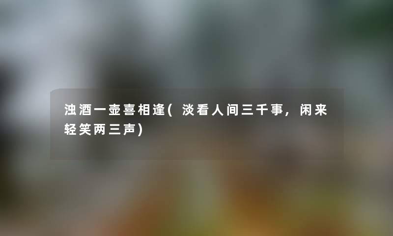 浊酒一壶喜相逢(淡看人间三千事,闲来轻笑两三声)