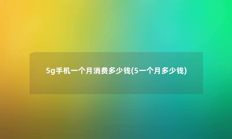 5g手机一个月消费多少钱(5一个月多少钱)