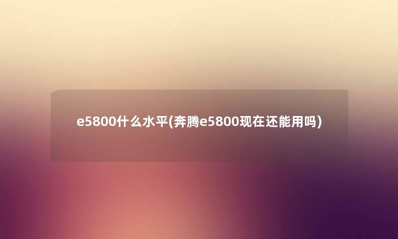 e5800什么水平(奔腾e5800现在还能用吗)