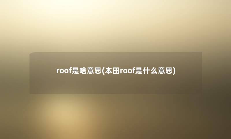 roof是啥意思(本田roof是什么意思)