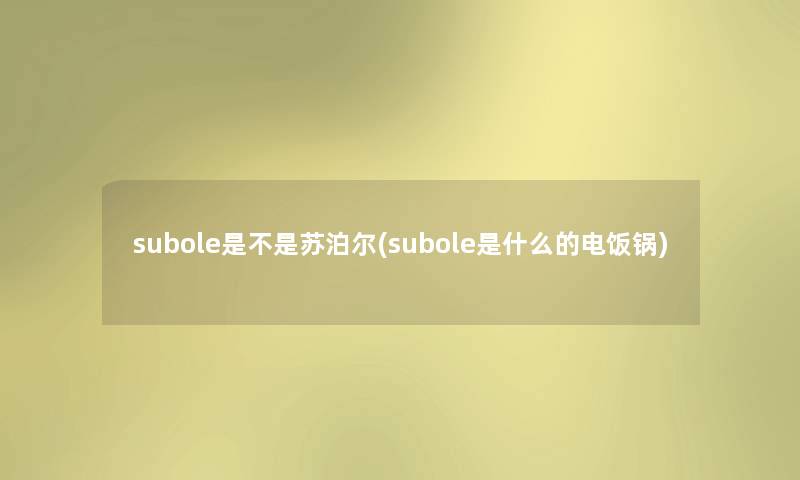 subole是不是苏泊尔(subole是什么的电饭锅)