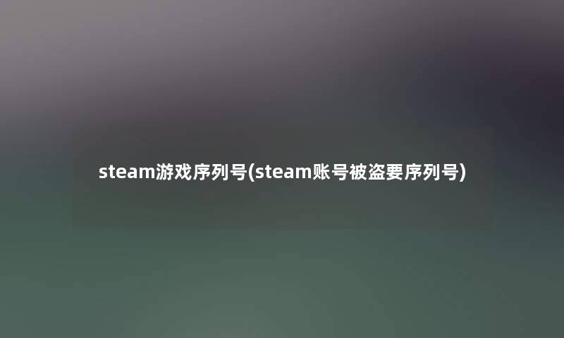 steam游戏序列号(steam账号被盗要序列号)