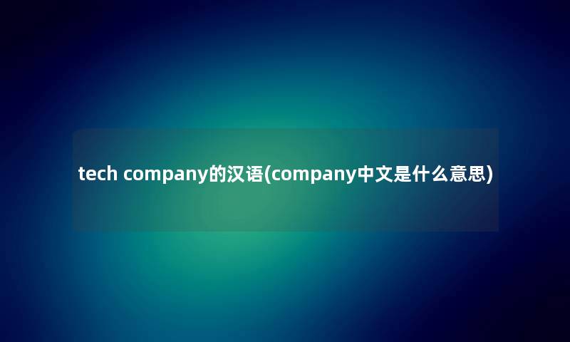 tech company的汉语(company中文是什么意思)