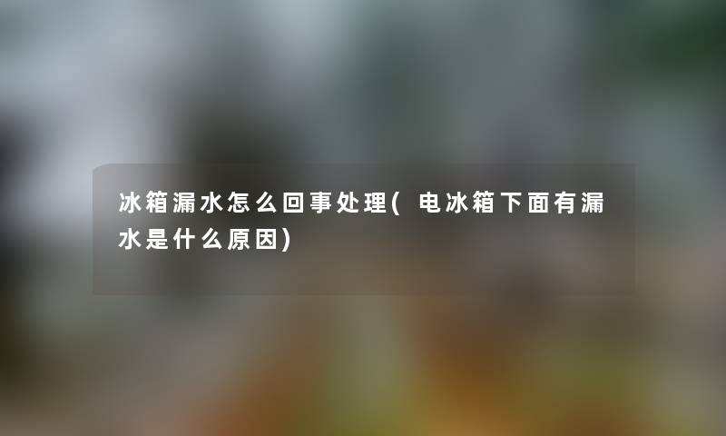 冰箱漏水怎么回事处理(电冰箱下面有漏水是什么原因)