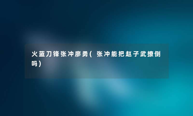 火蓝刀锋张冲廖勇(张冲能把赵子武撩倒吗)