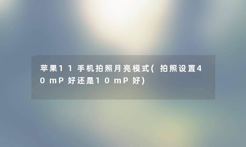 苹果11手机拍照月亮模式(拍照设置40mP好还是10mP好)